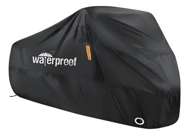 FUNDA DE BICICLETA Y MOTO CON ELASTICOS Y CORREA IMPERMEABLE - NEGRO - 1