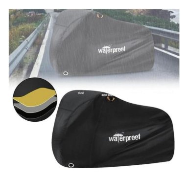 FUNDA DE BICICLETA Y MOTO CON ELASTICOS Y CORREA IMPERMEABLE - NEGRO - 3
