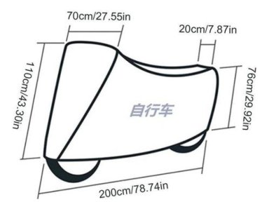 FUNDA DE BICICLETA Y MOTO CON ELASTICOS Y CORREA IMPERMEABLE - NEGRO - 4