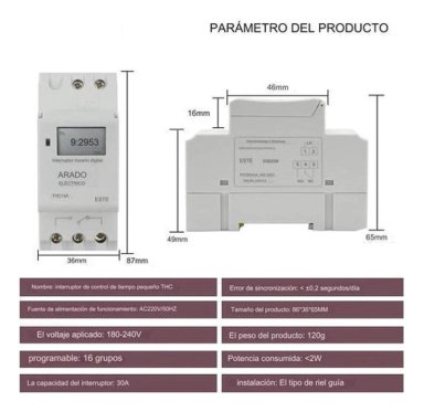 TIMER DIN AUTOMATICO PROGRAMABLE DIGITAL TEMPORIZADOR 220V - 4
