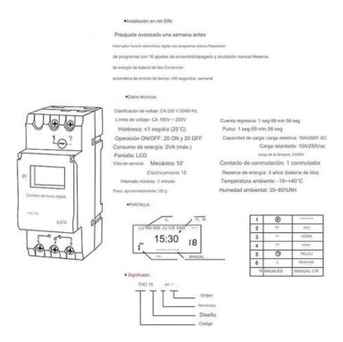 TIMER DIN AUTOMATICO PROGRAMABLE DIGITAL TEMPORIZADOR 220V - 5