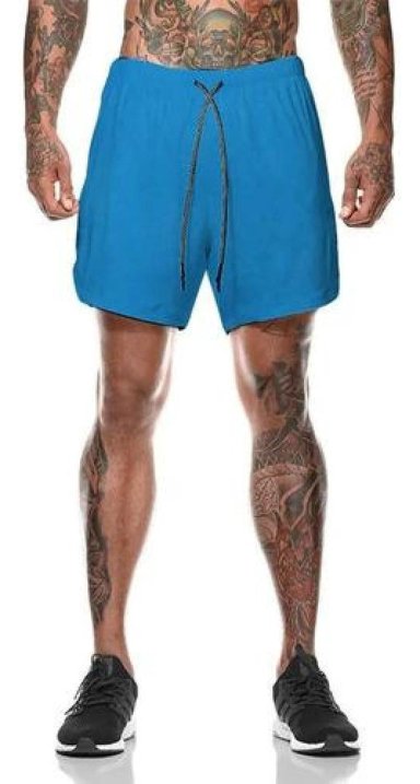 SHORT GIMNASIO HOMBRE CON CALZA Y BOLSILLO PARA CELULAR - 4