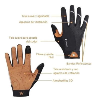 GUANTES WEST BIKING MTB Y RUTA DEDO LARGO BICICLETA TAMAÑO XL - 5