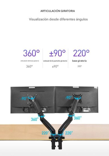 BRAZO SOPORTE DOBLE MONITOR NB F160 17-27'' GAS ERGONOMICO - 5