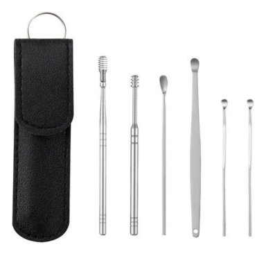SET IMPLEMENTOS LIMPIEZA OIDOS CERUMEN ACERO INOXIDABLE - 1