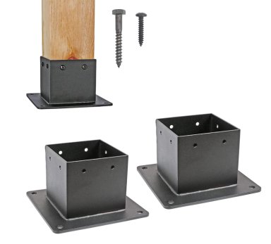 PACK 2 BASES SOPORTE METALICO PARA POSTE PE RGOLA 4X4 (91MM) - 1