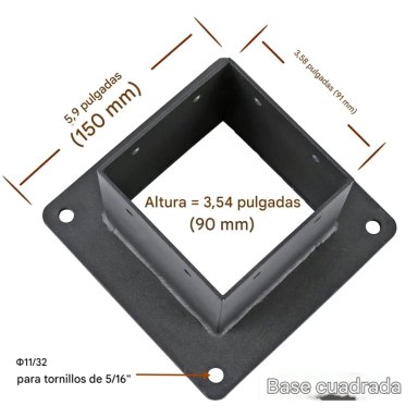PACK 2 BASES SOPORTE METALICO PARA POSTE PE RGOLA 4X4 (91MM) - 6
