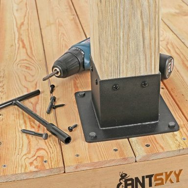 PACK 2 BASES SOPORTE METALICO PARA POSTE PE RGOLA 4X4 (91MM) - 8