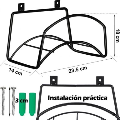 SOPORTE PORTAMANGUERA PARED METALICO ORGANIZADOR JARDIN - 3