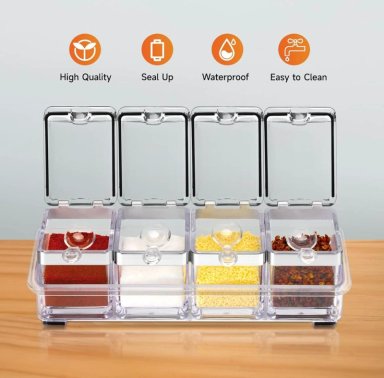 CAJA ORGANIZADOR DE CONDIMENTOS 4 COMPARTIMIENTOS - 4