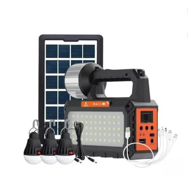 KIT SOLAR DE EMERGENCIA + RADIO + LINTERNA + 3 AMPOLLETAS + USB - 1