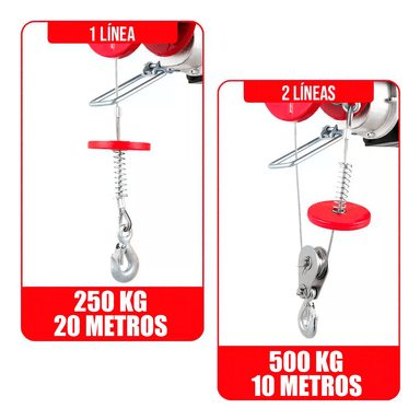 TECLE ELE CTRICO DE LEVANTE 500K 12 METROS CABLE ACERO 1050W - 3
