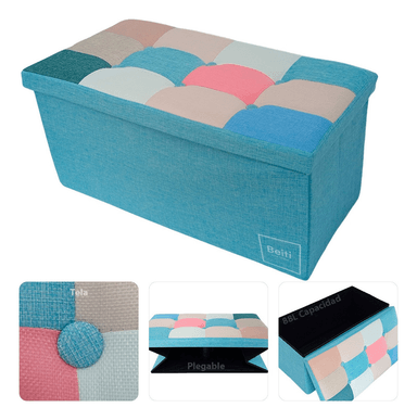 PUFF BAUL PLEGABLE ORGANIZADOR 76X38 TELA MIX COLORES - 5