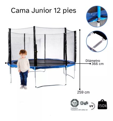 CAMA ELÁSTICA 12 PIES JUNIOR - KIDSCOOL - BD-MO-12-4 - 2