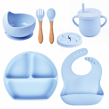 SET KIDSCOOL AZUL DE ALIMENTACION SILICONA CELESTE 6 PIEZAS - 1