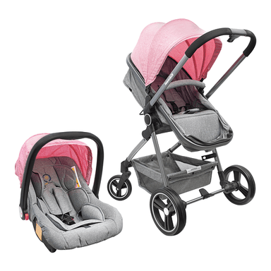 COCHE CUNA KIDSCOOL CITY TRAVEL ROSADO - 1