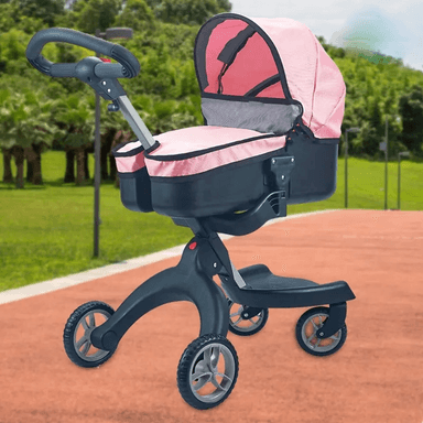 COCHE CUNA PASEO LUXURY ROSADO NEGRO - 4