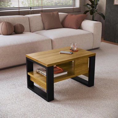 MESA DE CENTRO MIEL CON PATAS NEGRAS EMOVELL - 3