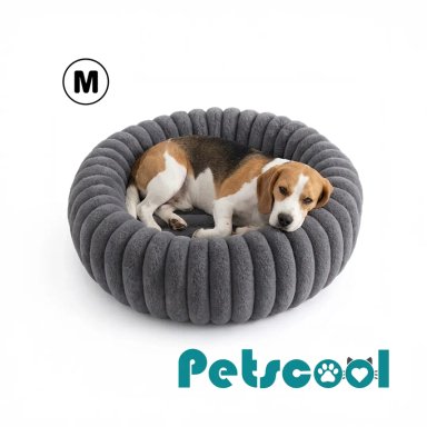 CAMA NIDO DONUT ANTI ANSIEDAD TALLA M PETSCOOL GRIS 60CM - 1