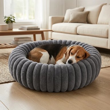 CAMA NIDO DONUT ANTI ANSIEDAD TALLA M PETSCOOL GRIS 60CM - 2