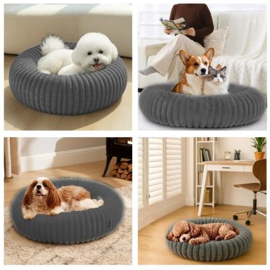 CAMA NIDO DONUT ANTI ANSIEDAD TALLA M PETSCOOL GRIS 60CM - 5