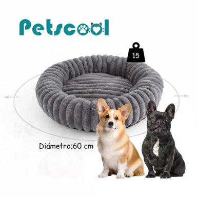 CAMA NIDO DONUT ANTI ANSIEDAD TALLA M PETSCOOL GRIS 60CM - 8