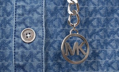 VESTIDO MICHAEL KORS DENIM ELASTICADO CON CINTURON METALICO - 3