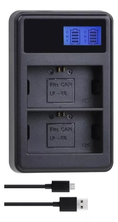 CARGADOR DOBLE LC-E6 CANON 6D 60D 70D 80D 5D MARK II 7D ETC - 1