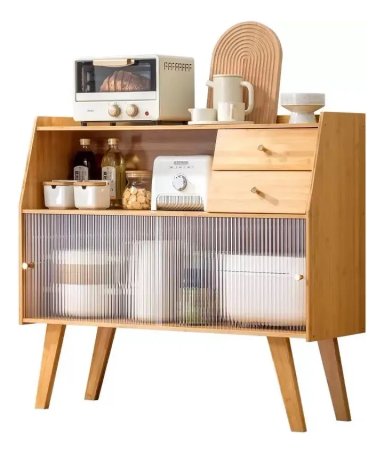 DESPENSA APARADOR DE COCINA 2 PUERTAS 2 CAJONES BAMBU - 1