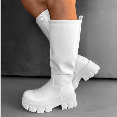 BOTA MUJER BECKY EN COLOR BLANCO BELLA MODA - 6