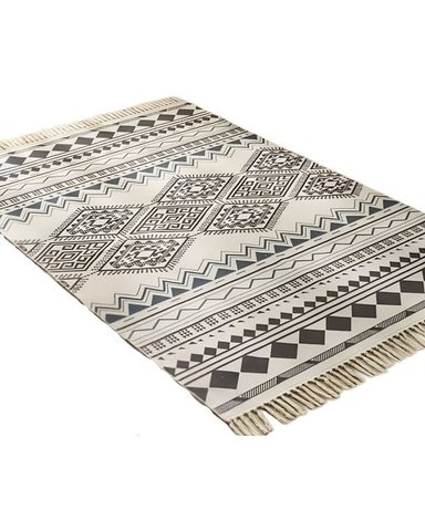 ALFOMBRAS DECORATIVA DE LINO 160 X 200 ELEGANTES CON FLECOS - 1