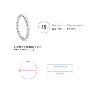 ANILLO DE PLATA 925 ANTI ESTRES CAMINO DE ESFERAS TALLA 19 - 3