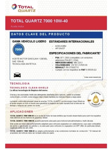 ACEITE DE MOTOR 10W40 TOTAL 4 LITROS DIESEL Y BENCINERO - 2