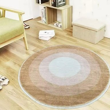 ALFOMBRA TODOHOGARSANTIAGODECHILE CIRCULO FELPA ANTIDESLIZANTE CAFE 120 X 120 CM - 1