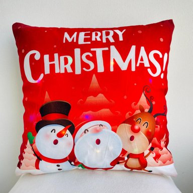 FUNDA COJÍN TODOHOGARSANTIAGODECHILE PACK 2 NAVIDEÑOS CON LUCES LED 04 45 X 45 CM ROJO - 1