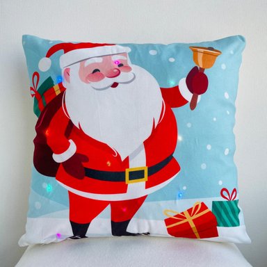 FUNDA COJÍN TODOHOGARSANTIAGODECHILE PACK 2 NAVIDEÑOS CON LUCES LED 05 45 X 45 CM CELESTE - 1