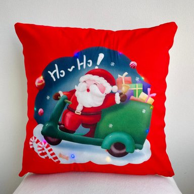 FUNDA COJÍN TODOHOGARSANTIAGODECHILE PACK 2 NAVIDEÑOS CON LUCES LED 08 45 X 45 CM ROJO - 1