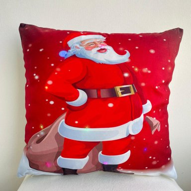 FUNDA COJÍN TODOHOGARSANTIAGODECHILE PACK 2 NAVIDEÑOS CON LUCES LED 11 45 X 45 CM ROJO - 1