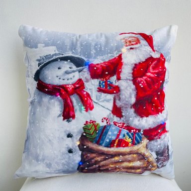 FUNDA COJÍN TODOHOGARSANTIAGODECHILE PACK 2 NAVIDEÑOS CON LUCES LED 12 45 X 45 CM GRIS - 1