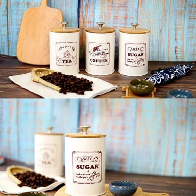 SET DE 3 CANISTER DE COCINA - DISEÑO LETRAS - 1