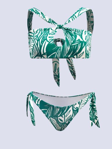 BIKINI MUJER CHAMELA PRINT HALTER CRUZADO VERDE 43175 - 7
