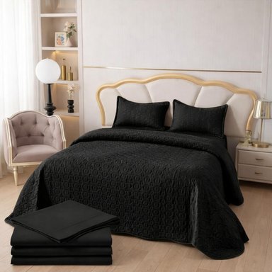 CUBRECAMA + JUEGO DE SABANAS DE 2 PLAZAS + FUNDAS ALMOHADA TAMAÑO 2 PLAZAS - 1