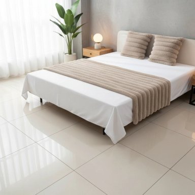 JUEGO DE PIECERA PELUDA TEXTURIZADA MEDIDA 70X210CM PIE DE CAMA  CAFE  CLARO - 1