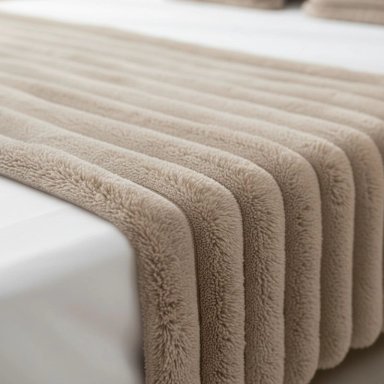 JUEGO DE PIECERA PELUDA TEXTURIZADA MEDIDA 70X210CM PIE DE CAMA  CAFE  CLARO - 4