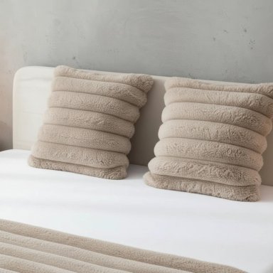 JUEGO DE PIECERA PELUDA TEXTURIZADA MEDIDA 70X210CM PIE DE CAMA  CAFE  CLARO - 5