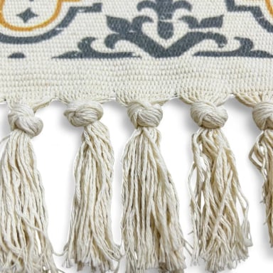 BAJADA DE CAMA KILIM 60CM X 90CM TEJIDAS EN ALGODON CON FLECOS ESTAMPADA - 3
