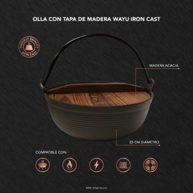 OLLA CON TAPA DE MADERA WAYU IRON CAST - 3