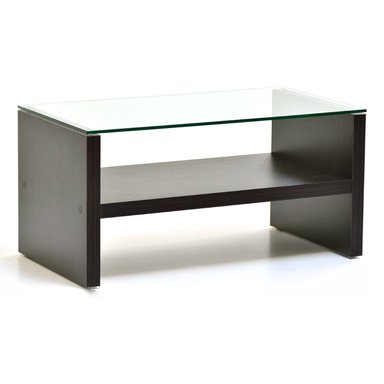 MESA DE CENTRO MODERNA MADERA WALNUT WOOD VIDRIO - 1