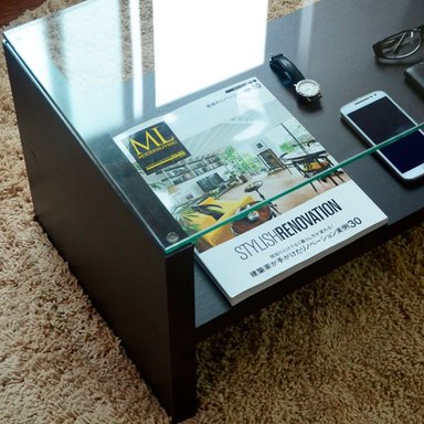 MESA DE CENTRO MODERNA MADERA WALNUT WOOD VIDRIO - 3