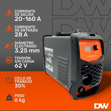 SET SOLDADORA DAEWOO INVERTER 160A 220V IGBT MMA + ACCESORIOS - 4